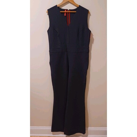 NWT Spanx Perfect Sleeveless Jumpsuit 20383R Flare Wide Leg Ponte XL Black - Picture 2 of 11